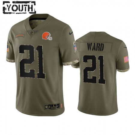 Maillot Enfant Cleveland Browns Denzel Ward 21 Olive 2022 Salute To Service Limited